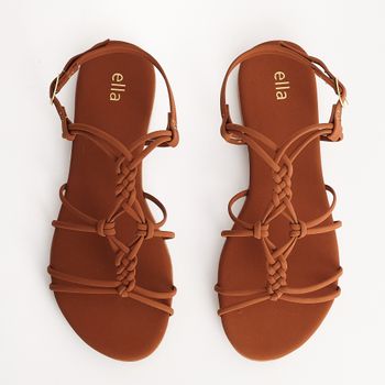 Rasteira Nobuck Trançada - CARAMELO