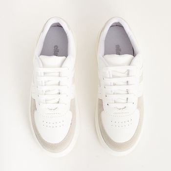 Tênis Casual com Mix de Texturas - BRANCO/NIQUEL