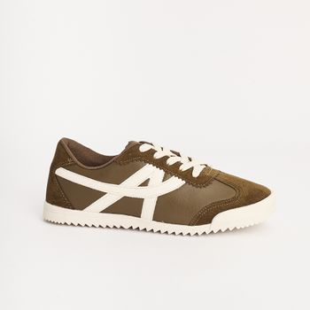 Tênis Recortes Camurça - ARMY/OFF WHITE