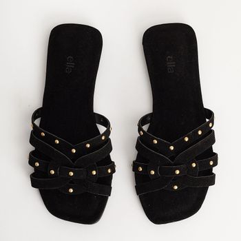 Rasteira Tachas Entrelace - PRETA