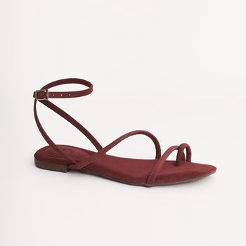 Rasteira Nobuck Dedinho - BURGUNDY