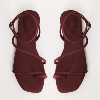 Rasteira Nobuck Dedinho - BURGUNDY