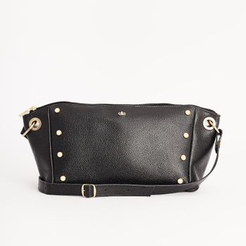 Bolsa M Couro Floater Tachas - PRETA