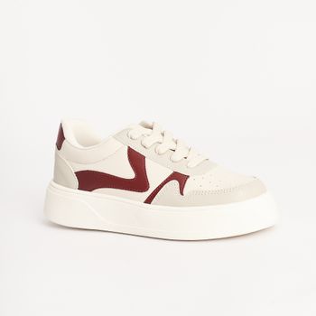 Tênis Urban Recortes - OFF WHITE/NIQUEL/BURGUNDY