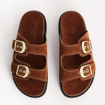 Papete Camurça Fivelas - CARAMELO