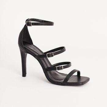 Sandália Tiras Finas com Fivela - PRETA