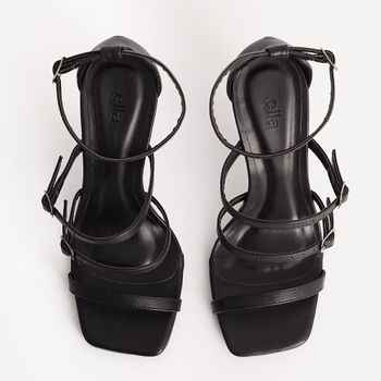 Sandália Tiras Finas com Fivela - PRETA