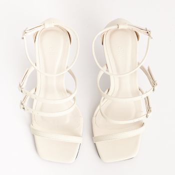 Sandália Tiras Finas com Fivela - OFF WHITE