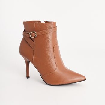 Bota Couro Bico Fino Fivela - CARAMELO