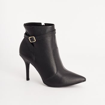Bota Couro Bico Fino Fivela - PRETA