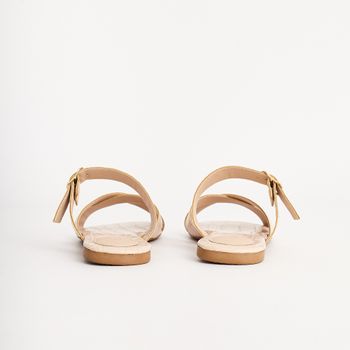 Rasteira Croco Tiras Cruzadas - AMENDOA