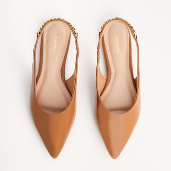 Sapatilha Verniz Traseiro Corrente - CARAMELO