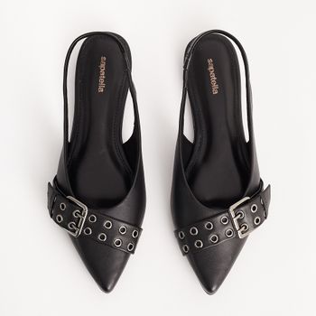 Sapatilha Slingback Trend Fivela - PRETA