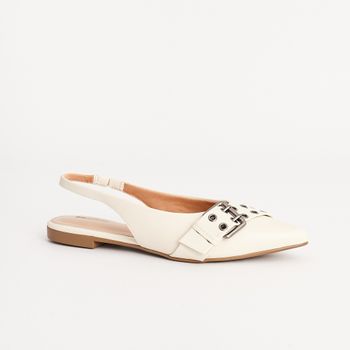 Sapatilha Slingback Trend Fivela - OFF WHITE