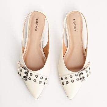 Sapatilha Slingback Trend Fivela - OFF WHITE