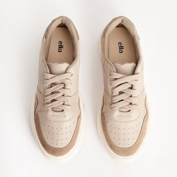 Tênis Casual Recortes - TAUPE/AVEIA