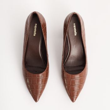 Scarpin Crocodiles Salto Bloco - TERRA