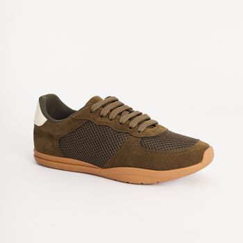 Tênis Camurça e Tela - ARMY/OFF WHITE