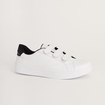 Tenis Casual Velcro - BRANCO/PRETO