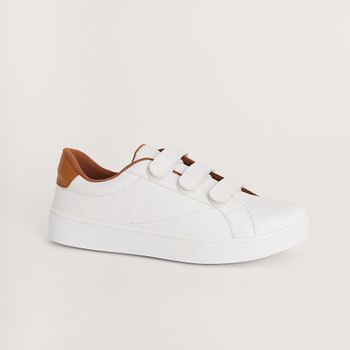 Tenis Casual Velcro - BRANCO/CARAMELO