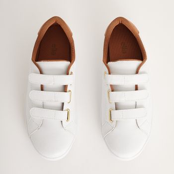 Tenis Casual Velcro - BRANCO/CARAMELO