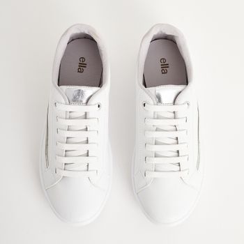 Tênis Casual com Toque Metalizado - BRANCO/PRATA
