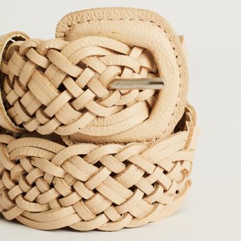 Cinto Couro Trançado - AMENDOA