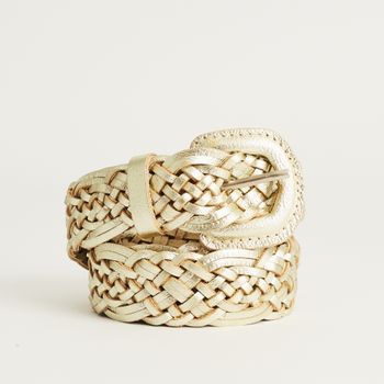 Cinto Couro Trançado - CHAMPAGNE