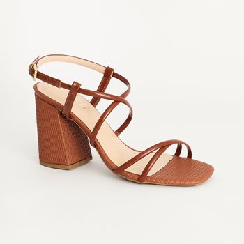 Sandalia alta elegance texturizada - CARAMELO