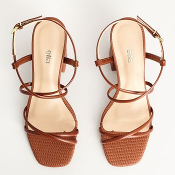 Sandalia alta elegance texturizada - CARAMELO