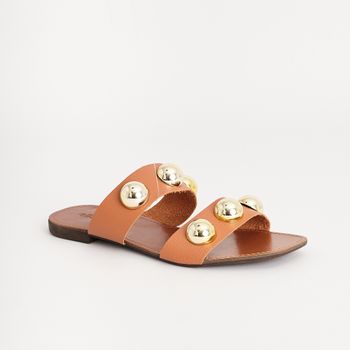 Rasteira com tachas - CARAMELO