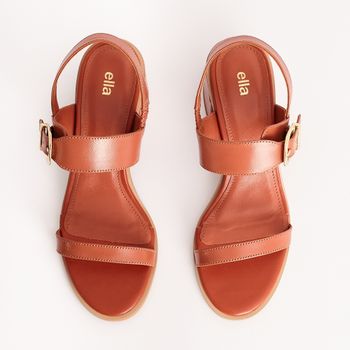 Sandália Couro Fivela - CARAMELO