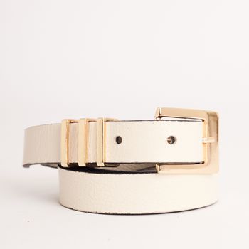 Cinto Couro Passador Triplo - OFF WHITE