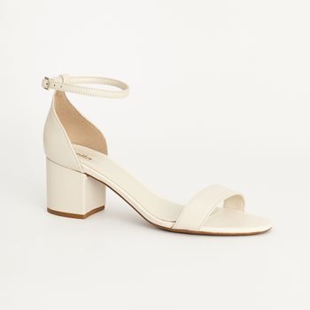 Sandália Couro Salto Bloco - OFF WHITE
