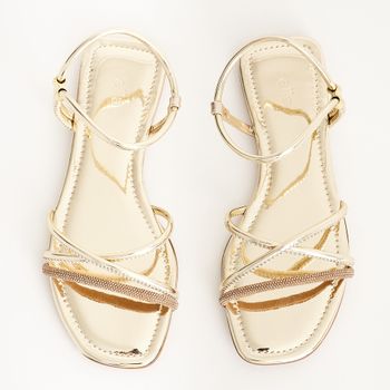 Rasteira Espelhado Glow - CHAMPAGNE/DOURADO