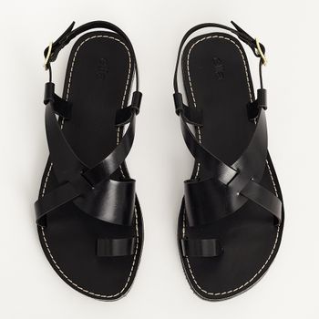 Rasteira Tiras Transpassadas - PRETA