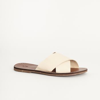 Rasteira Couro Tiras Cruzadas - OFF WHITE