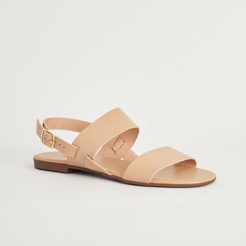 Rasteira em couro - AMENDOA