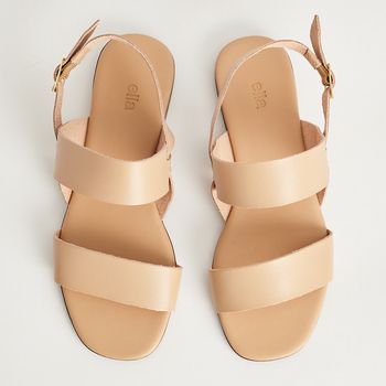 Rasteira em couro - AMENDOA