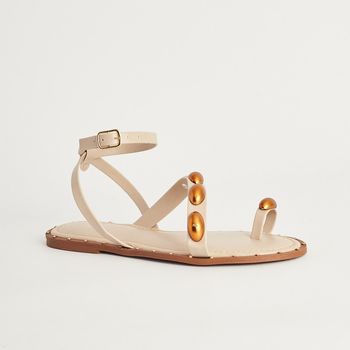 Rasteira Ring Toe Enfeites Ovais - BEGE PANNA