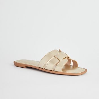 Rasteira H Metalizada - CHAMPAGNE