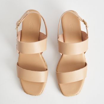 Anabela Tiras Couro - AMENDOA