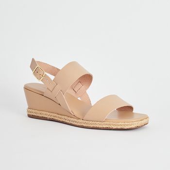 Anabela Tiras Couro - AMENDOA