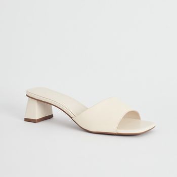 Tamanco Tira Única em Couro - OFF WHITE