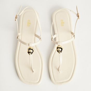 Rasteira Fio Enfeite Martelado - OFF WHITE