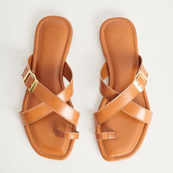 Rasteira Ring Toe Fivela - CARAMELO
