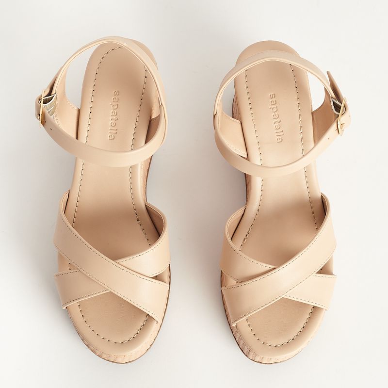 Anabela Casual Forrada - AMENDOA | Sapatella