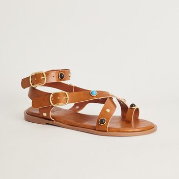 Rasteira Pedraria Boho - CARAMELO