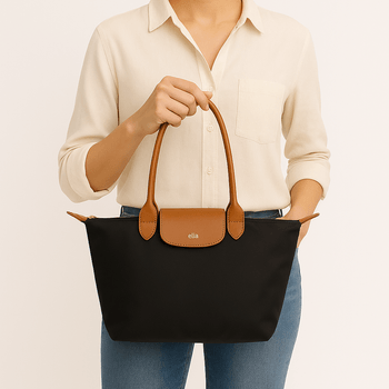 Bolsa Nylon G - PRETA/CARAMELO