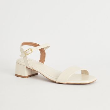 Sandália Casual Salto Bloco - OFF WHITE